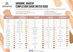 Arbonne Make Up Complexion shade match guide