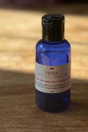 50ml  Travel size Massage oil in blue PET bottle with flip lid.