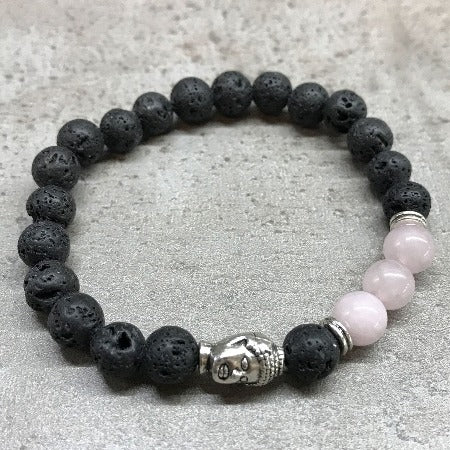 Rose Quartz lava bead aromatherapy bracelet | Freya Natural Therapy
