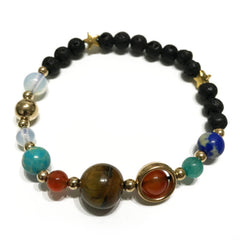 Gold Solar System Lava Bead Aromatherapy Bracelet