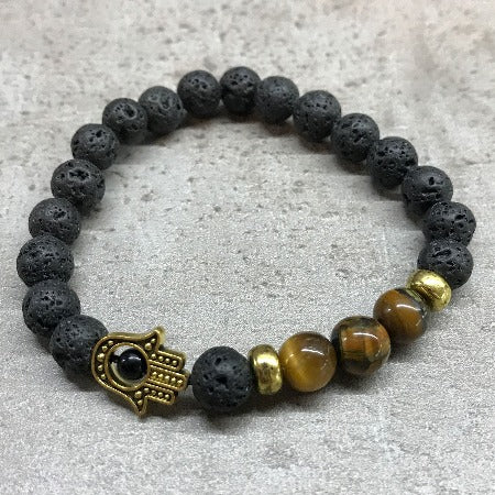 tigers eye lava bead aromatherapy bracelet